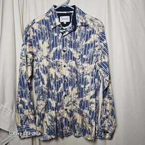 Alfani Men's Blue and Cream Dress Shirt